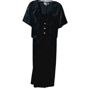 Stacey Tyler Black Velvet Maxi Dress Size 18 Sleeveless Read Length 46" READ